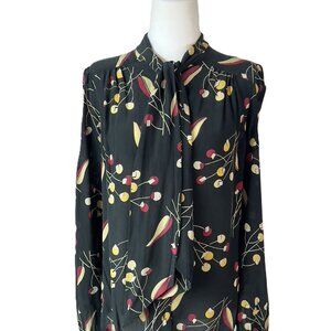 What Goes Around Comes Around 100% Silk Bow Blouse | Vintage 80s Art Deco size M